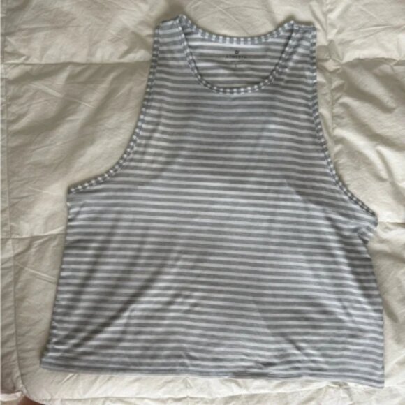 NWOT Athleta Muscle Tank Striped White and Gray size L - Picture 1 of 5